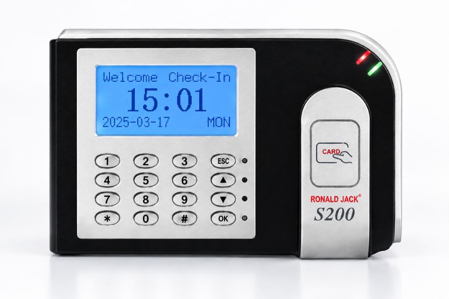 Ronald Jack S200 là máy chấm công chuyên sử dụng thẻ cảm ứng Proximity 125 kHz