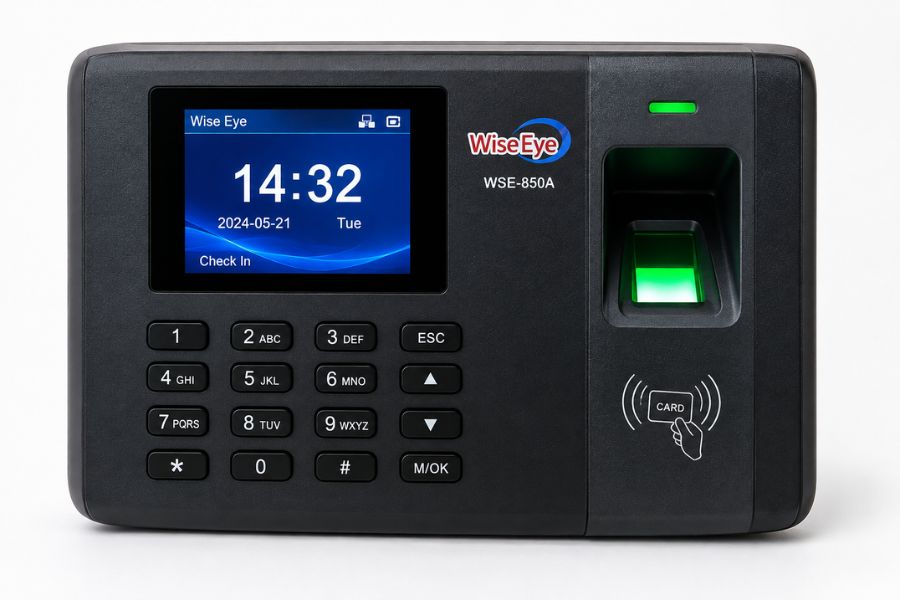 Wise Eye WSE-850A là máy chấm công vân tay tích hợp kiểm soát cửa