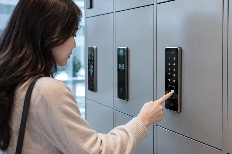 ngày càng nhiều khóa tủ locker thông minh tích hợp đồng thời thẻ từ, mã số, vân tay hoặc điện thoại trên cùng một thiết bị.