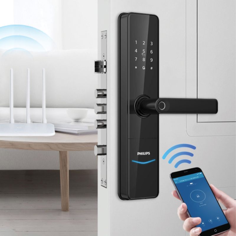 Khóa điện tử điều khiển bằng điện thoại kết nối với smartphone thông qua Bluetooth, Wi-Fi hoặc ứng dụng