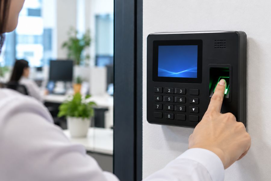 Nhân viên chấm công bằng dấu vân tay cá nhân. 