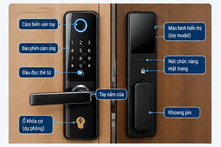cách sử dụng khoá cửa vân tay