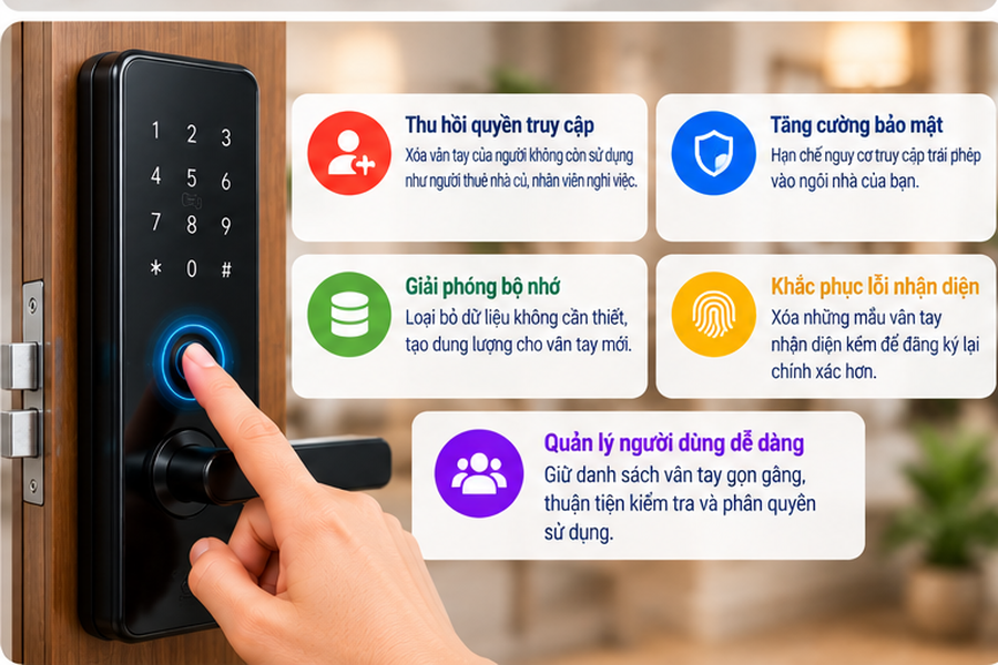 cách xoá vân tay trên khoá cửa