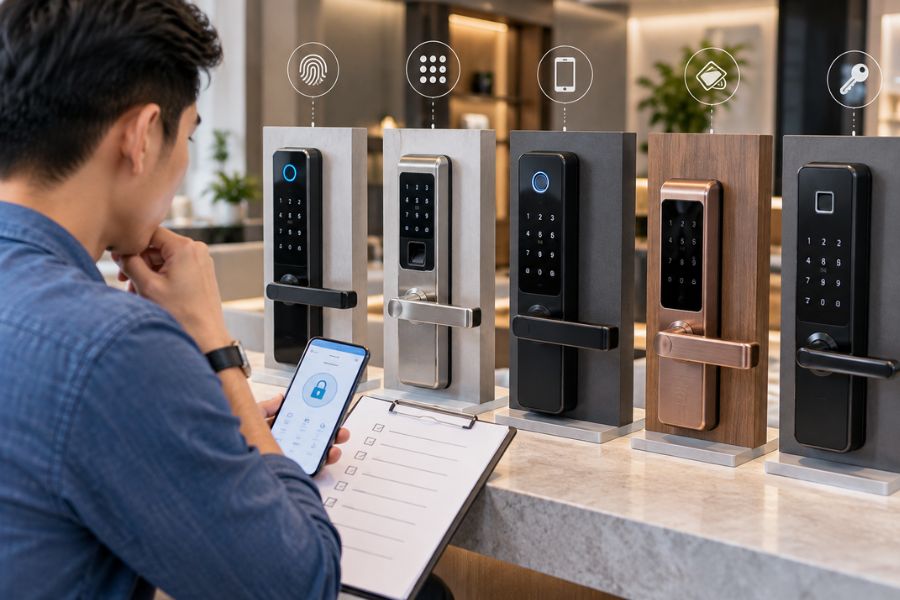 khóa cửa vân tay hãng nào tốt